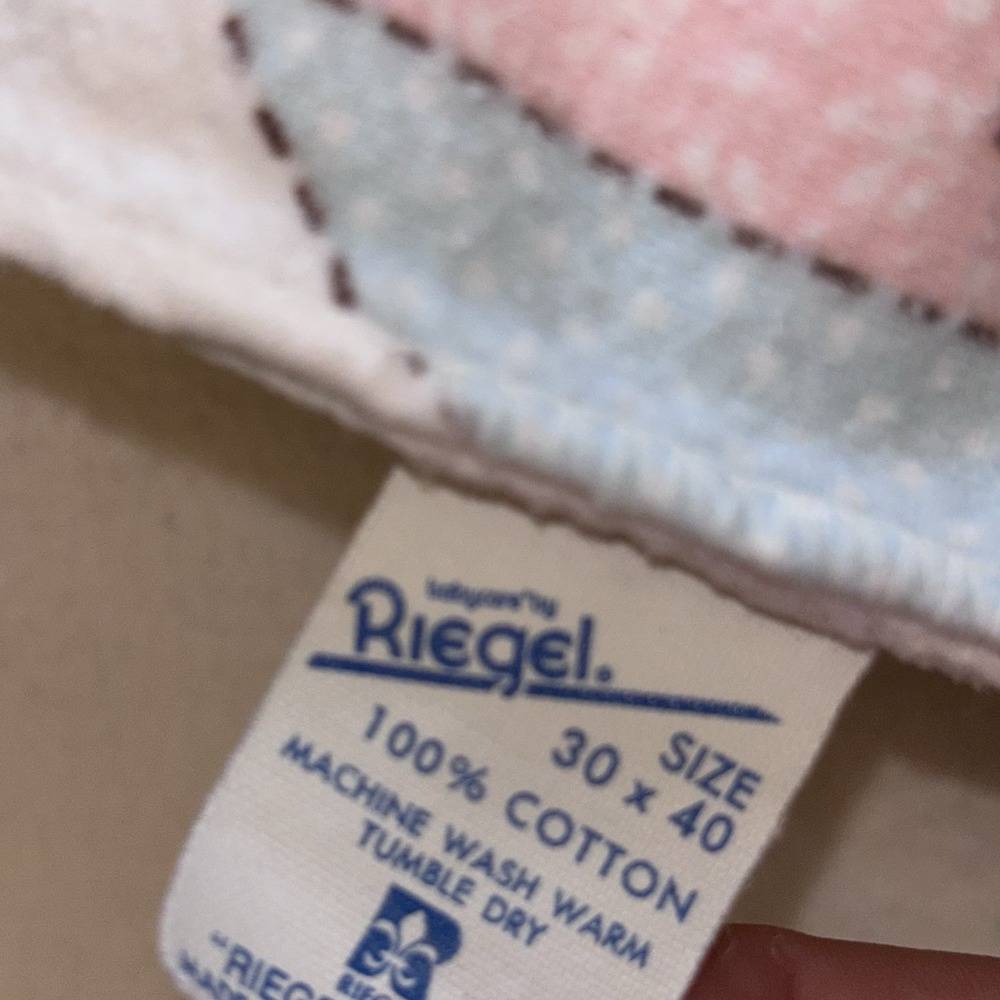 Vintage Riegel Baby Blanket Pastel Baby‎ BEAR Blocks 30x30 Cotton - Picture 7 of 7